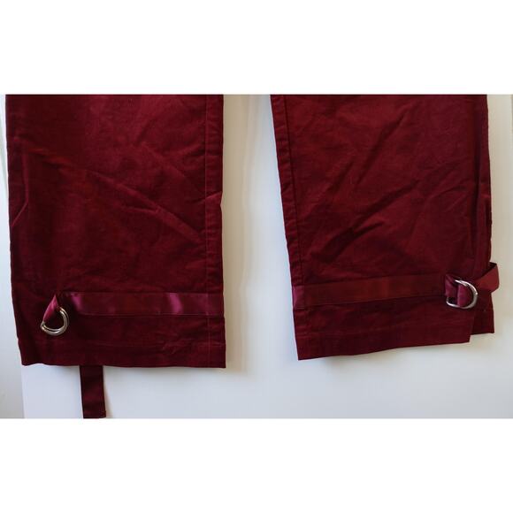 Bebe Pants Womens 8 Burgundy Red Stretch Utility Cargo Satin Trim Belted Mid Y2K - Picture 5 of 10